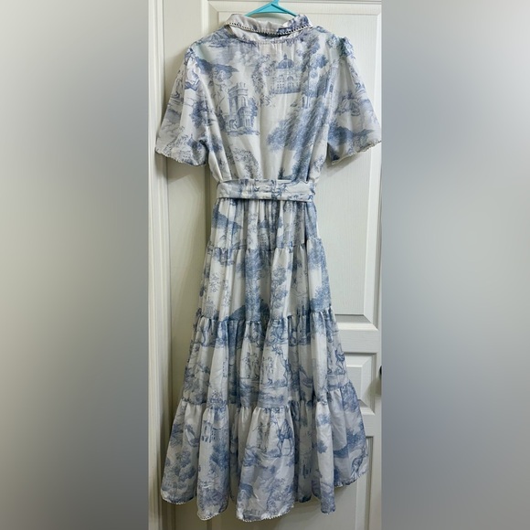 JessAkae Easter Daybreak Short Sleeve Tiered Midi Dress Parisian Print - Picture 7 of 12